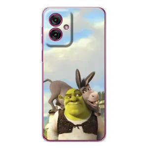 Чехол с мультфильмом Шрек на Motorola Moto G55 (Шрек и Осел)