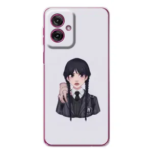 Чехлы Венсдей на Motorola Moto G55 Уэнсдей (AlphaPrint) (Уэнздей и Вещь)