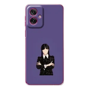 Чехлы Венсдей на Motorola Moto G55 Уэнсдей (AlphaPrint) (Уэнздей в черном)