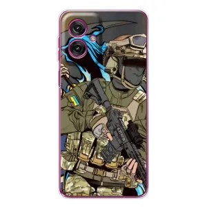 Чехлы с картинкой ЗСУ для Motorola Moto G55 (AlphaPrint) (Воїн ЗСУ)