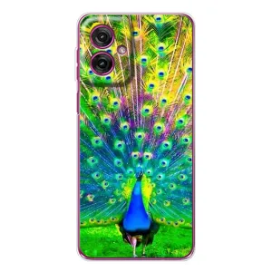 Чохол з пташками на Motorola Moto G55 (VPrint) (Яскравий Павлин)