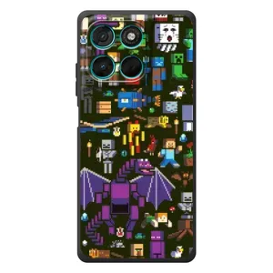 Чохол Майнкрафт на Motorola Moto G57 Power (AlphaPrint) Minecraft (Колаж Майнкрафт)