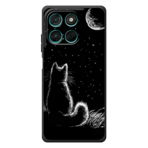 Чохол з принтом для Motorola Moto G57 Power (AlphaPrint) Модні коти (Котик і місяць)