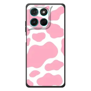 Чохол з принтом корови на Мо Motorola Мо G57 Павер (Рожевий принт)