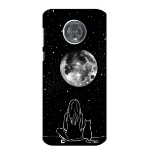 Чехол с рисунком кот на Motorola MOTO G6 (Девушка с котом)