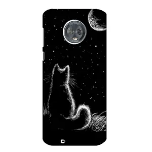 Чехол с принтом для Motorola MOTO G6 (AlphaPrint) Модные коты (Котик и луна)