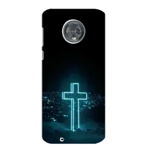 Чехол для Motorola MOTO G6 (AlphaPrint) - (Христианские) (Крест и город)