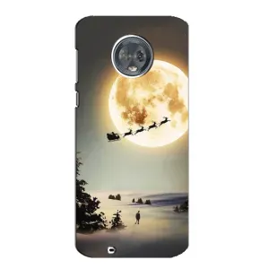 Новогодние, Праздничные Чехлы для Motorola MOTO G6 - 2024 год (Санта на луне)