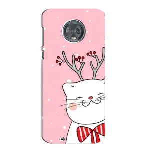 Новогодние Чехлы для Мото G6 (VPrint) (Зимний кот)
