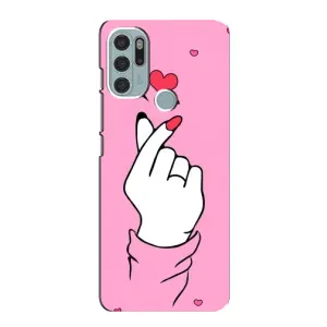 Чехол с принтом для Motorola MOTO G60s (AlphaPrint - Знак сердечка)