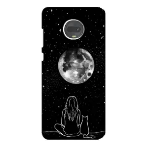 Чохол з малюнком кіт на Motorola MOTO G7 Plus (Дівчина з котом)