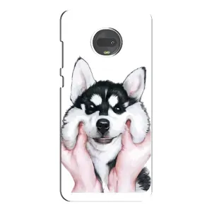 Чохол з Хаскі Motorola Moto G7 Plus - (AlphaPrint) (Хаскі улибака)