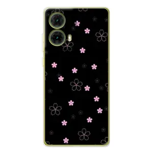Чохол з розовим принтом для Motorola MOTO G85 (Рожеві квіти на чорному)