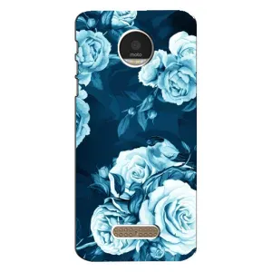 Чехлы (ART) Цветы на Motorola MOTO Z Play (VPrint) (Голубые Бутоны)