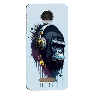 Чохол з Мавпами Motorola MOTO Z Play - (AlphaPrint) (Горила в навушниках)