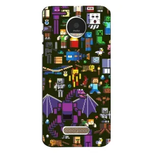 Чехол Майнкрафт на Motorola MOTO Z Play (AlphaPrint) Minecraft (Коллаж Майнкрафт)