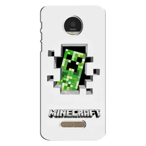Чехол Майнкрафт на Motorola MOTO Z Play (AlphaPrint) Minecraft (крипер Майнкрафт)