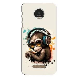 Чохол з Мавпами Motorola MOTO Z Play - (AlphaPrint) (Макака в навушниках)