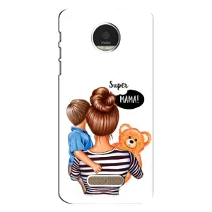 Чехол с печатью для Motorola MOTO Z Play - (Мама с ребенком) (AlphaPrint) (Мама с сыном)
