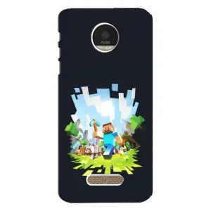 Чехол Майнкрафт на Motorola MOTO Z Play (AlphaPrint) Minecraft (персонажи Minecraft)