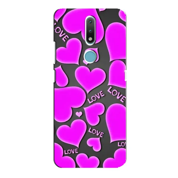 Чохол з принтом «Pink hearts» для Nokia 2.4 Чохол з принтом «Pink hearts» для Nokia 2.4