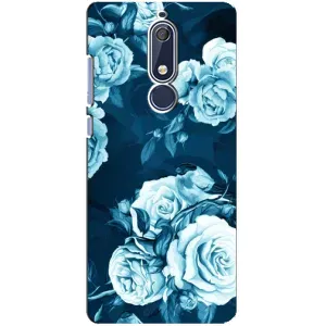 Чехлы (ART) Цветы на Nokia 5 2018, 5.1 (VPrint) (Голубые Бутоны)