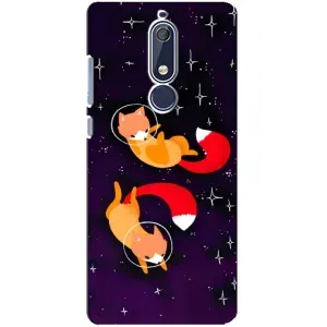 Чехлы с картинкой Лисички для Nokia 5 2018, 5.1 (VPrint) (Лисички космонавты)