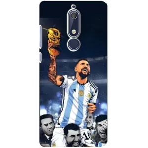 Чехлы для Nokia 5 2018, 5.1 (Leo чемпион) (AlphaPrint) (Месси с кубком)