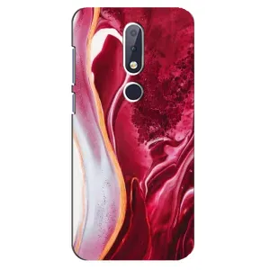 Чехол с принтом «Мрамор красный» для Nokia 6.1 Plus