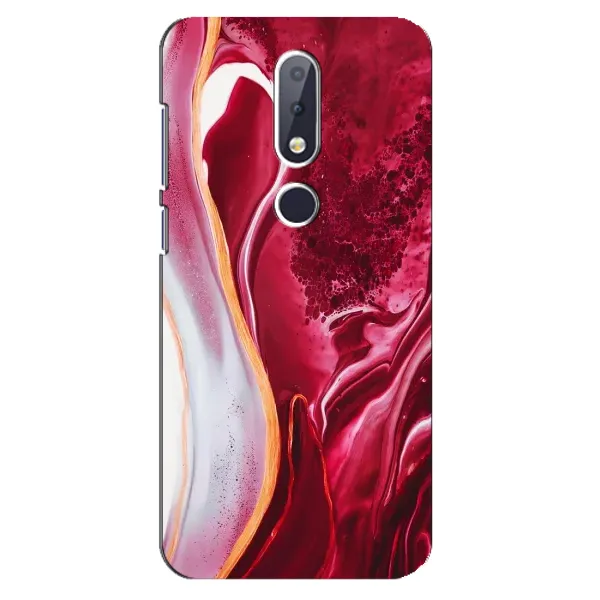 Чехол с принтом «Мрамор красный» для Nokia 6.1 Plus