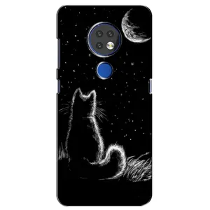 Чохол з принтом для Nokia 6.2 (2019) (AlphaPrint) Модні коти (Котик і місяць)