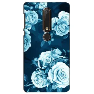 Чехлы (ART) Цветы на Nokia 6 2018 (VPrint) (Голубые Бутоны)