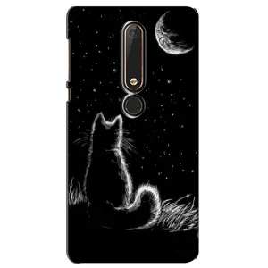 Чохол з принтом для Nokia 6 2018 (AlphaPrint) Модні коти (Котик і місяць)