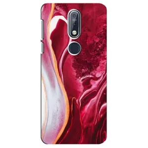 Чехол с принтом «Мрамор красный» для Nokia 7.1 (2018)