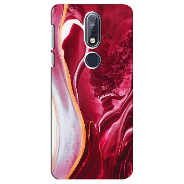 Чехол с принтом «Мрамор красный» для Nokia 7.1 (2018)
