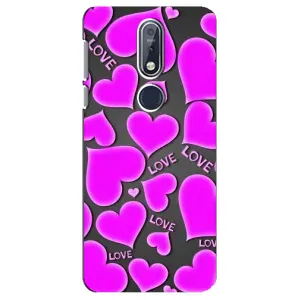 Чехлы для любимой на Нокіа 7.1 (VPrint) (Pink hearts)