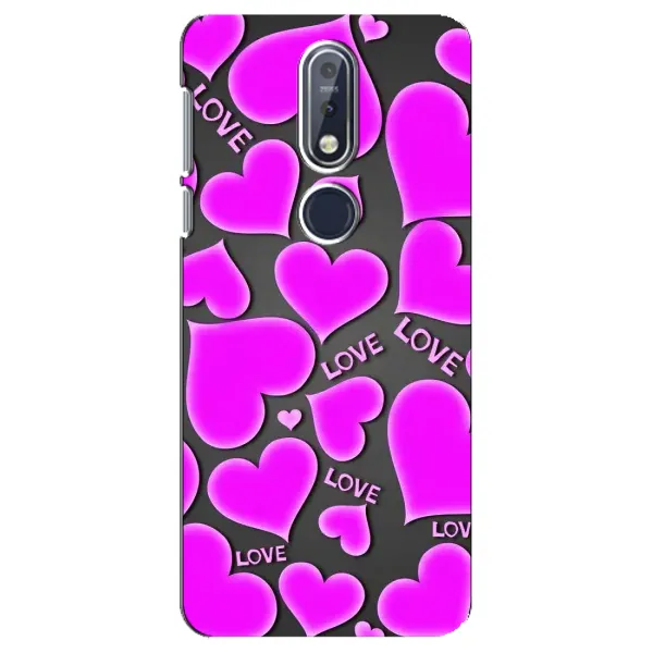 Чохол з принтом «Pink hearts» для Nokia 7.1 (2018) Чохол з принтом «Pink hearts» для Nokia 7.1 (2018)