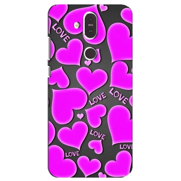 Чохол з принтом «Pink hearts» для Nokia 8.1 (2018)