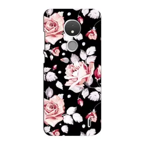 Чехлы с Цветами для Nokia C21 (VPrint) (Цветочки на черном)