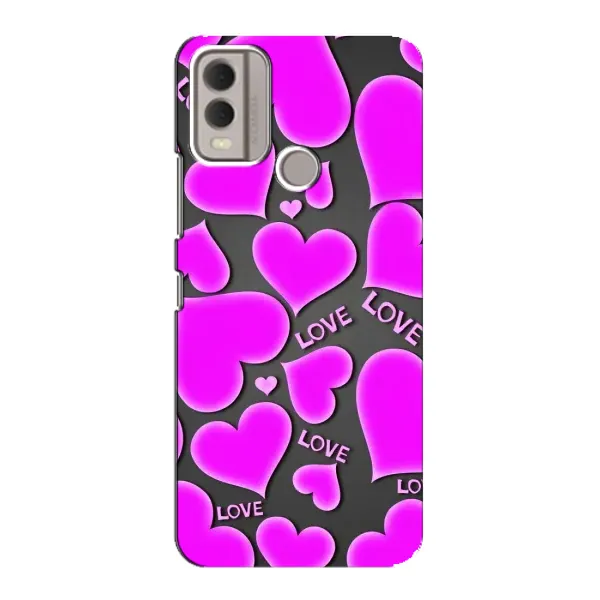 Чохол з принтом «Pink hearts» для Nokia C22 Чохол з принтом «Pink hearts» для Nokia C22