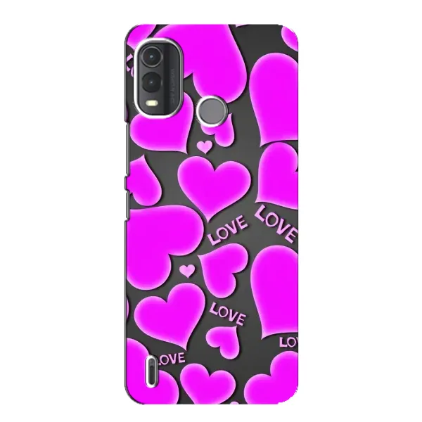 Чохол з принтом «Pink hearts» для Nokia G11 Plus