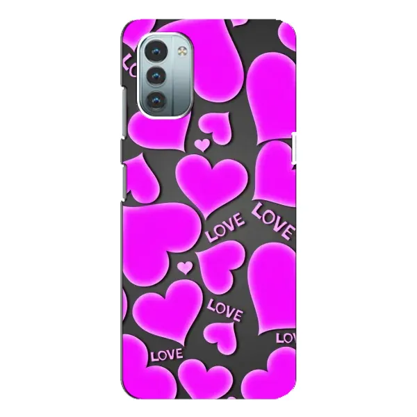 Чохол з принтом «Pink hearts» для Nokia G11