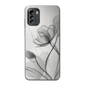 Чохол з квітковим принтом на Nokia G60 (Чорні квіти)