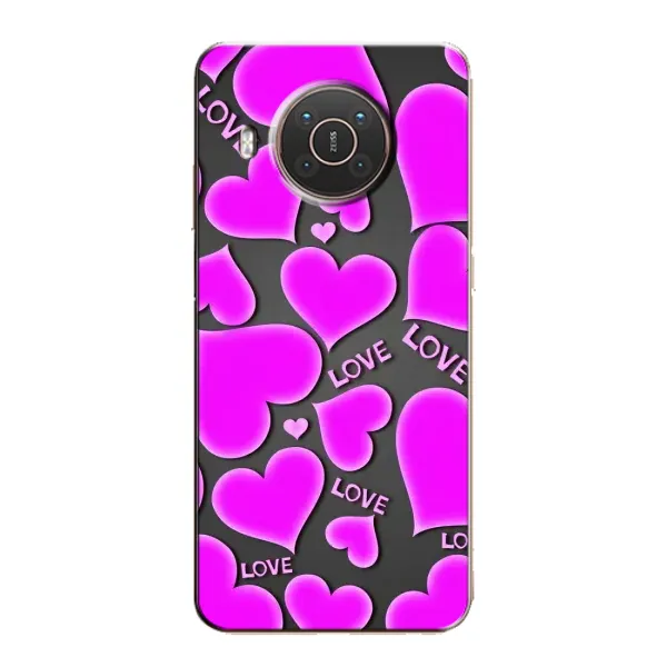 Чехол с принтом «Pink hearts» для Nokia X10