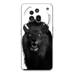 Чехлы с картинками животных Nothing Phone (3a) Pro (Черный ЛЕВ)