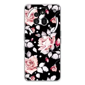 Чехлы с Цветами для Nothing Phone (3a) Pro (VPrint) (Цветочки на черном)