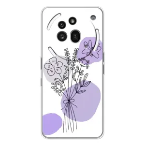 Силиконовый чехол с принтом в цветах на Nothing Phone (3a) Pro (Букет фиолетовая абстракция)