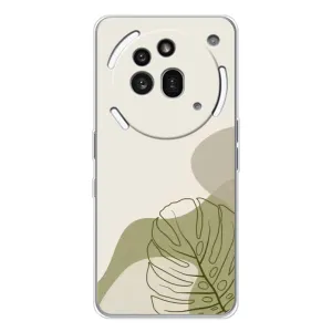 Силиконовый чехол с принтом в цветах на Nothing Phone (3a) Pro (Зеленая монстера дизайн)