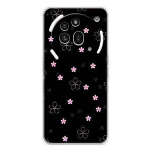 Чехол с принтом «Розовые цветы на черном» для Nothing Phone (3a) Pro