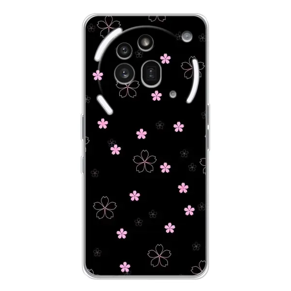 Чехол с принтом «Розовые цветы на черном» для Nothing Phone (3a) Pro